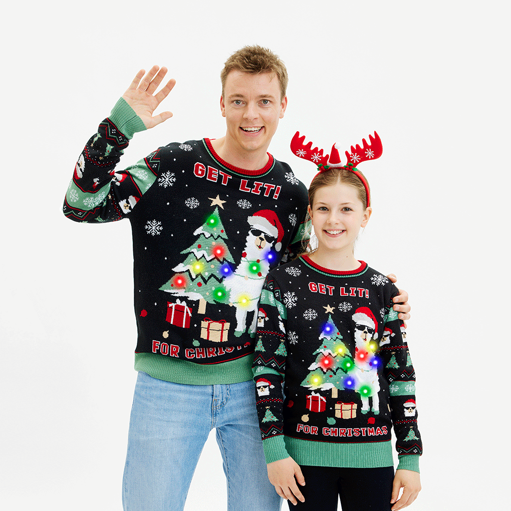 Get Lit Llama Christmas Sweater - Homme