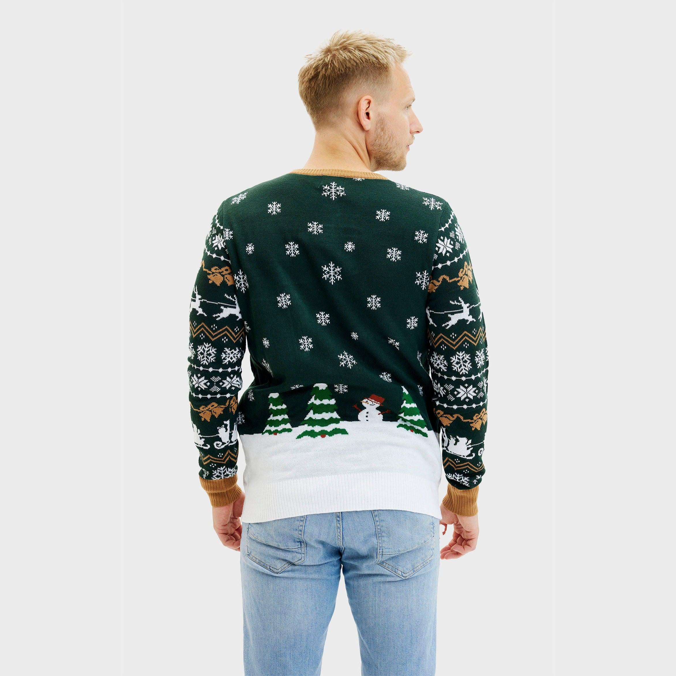 Santa Claus Is Coming To Town Vert LED - Homme