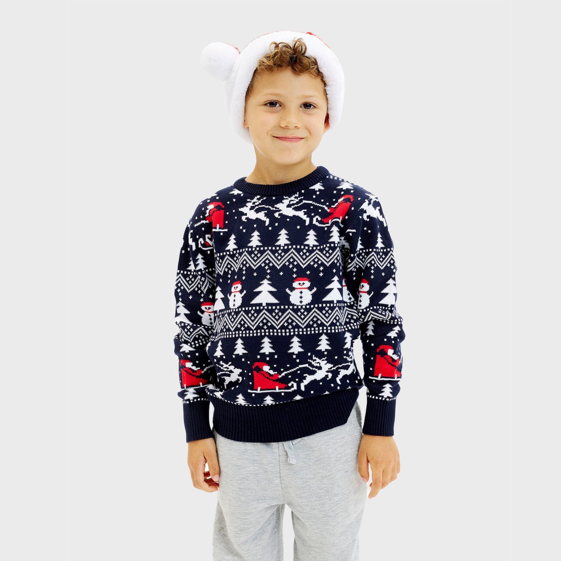 Le Pull De Noël Stylé Bleu - Enfants.